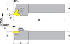 Dorian Tool - CTRP, Left Hand Cut, 15° Lead Angle, 3/4" Shank Height x 3/4" Shank Width, Positive Rake Indexable Turning Toolholder - 4-1/2" OAL, TP..32. Insert Compatibility, Series Clamp Type - A1 Tooling