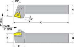 Dorian Tool - MTRN, Left Hand Cut, 15° Lead Angle, 3/4" Shank Height x 3/4" Shank Width, Negative Rake Indexable Turning Toolholder - 4-1/2" OAL, TN..32. Insert Compatibility, Series Multi-Option - A1 Tooling