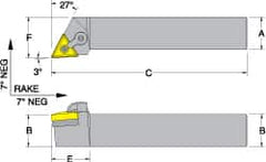 Dorian Tool - MTJN, Left Hand Cut, 3° Lead Angle, 1-1/4" Shank Height x 1-1/4" Shank Width, Negative Rake Indexable Turning Toolholder - 6" OAL, TN..43. Insert Compatibility, Series Multi-Option - A1 Tooling