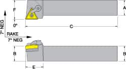 Dorian Tool - MTGN, Right Hand Cut, 1" Shank Height x 1" Shank Width, Negative Rake Indexable Turning Toolholder - 6" OAL, TN..32. Insert Compatibility, Series Multi-Option - A1 Tooling