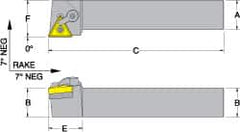 Dorian Tool - MTGN, Right Hand Cut, 1" Shank Height x 1" Shank Width, Negative Rake Indexable Turning Toolholder - 6" OAL, TN..32. Insert Compatibility, Series Multi-Option - A1 Tooling