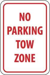 NMC - "No Parking - Tow Zone", 12" Wide x 18" High, Aluminum No Parking & Tow Away Signs - 0.04" Thick, Red on White, Rectangle, Wall Mount - A1 Tooling