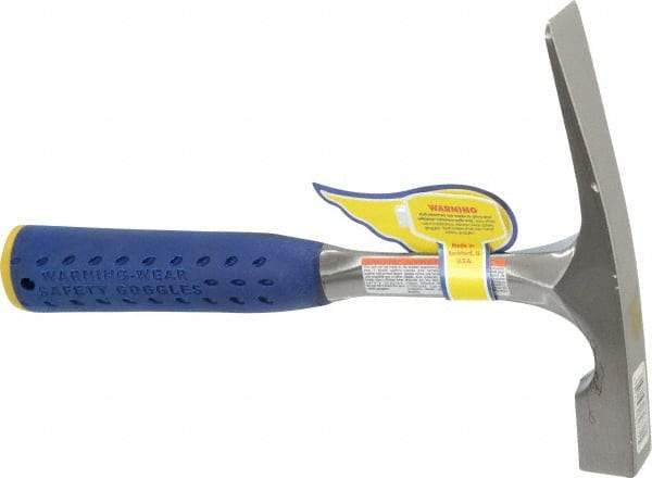 Estwing - 1-1/2 Lb Head Bricklayer's Hammer - 11" OAL, Steel Handle with Grip, 53/64" Face Diam - A1 Tooling