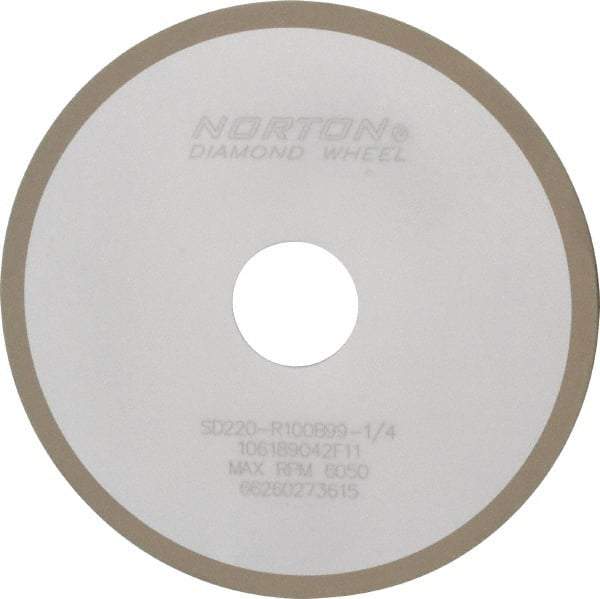 Norton - 6" Diam x 1-1/4" Hole x 1/8" Thick, 220 Grit Surface Grinding Wheel - Diamond, Type 1A1, Very Fine Grade, Resinoid Bond - A1 Tooling