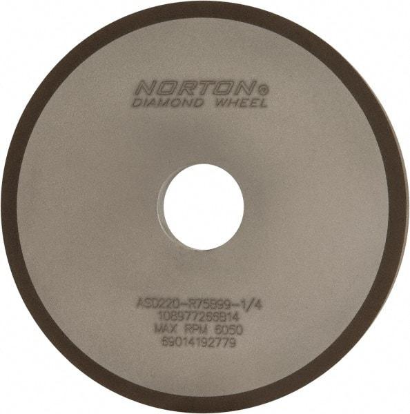 Norton - 6" Diam x 1-1/4" Hole x 1/2" Thick, 220 Grit Surface Grinding Wheel - Diamond, Type 1A1, Very Fine Grade, Resinoid Bond - A1 Tooling