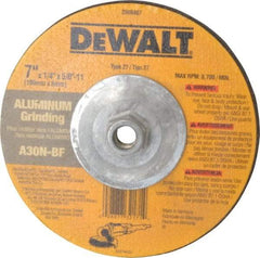 DeWALT - 30 Grit, 7" Wheel Diam, 1/4" Wheel Thickness, Type 27 Depressed Center Wheel - Aluminum Oxide, N Hardness, 8,700 Max RPM, Compatible with Angle Grinder - A1 Tooling