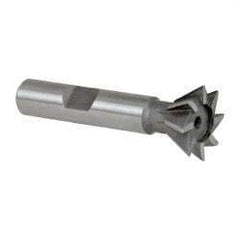 Keo - 3/4" Diam x 5/16" Width of Cut, 60° Included Angle, High Speed Steel Dovetail Cutter - 3/8" Shank Diam, 2-1/8" Overall Length, Weldon Flat, Uncoated - A1 Tooling