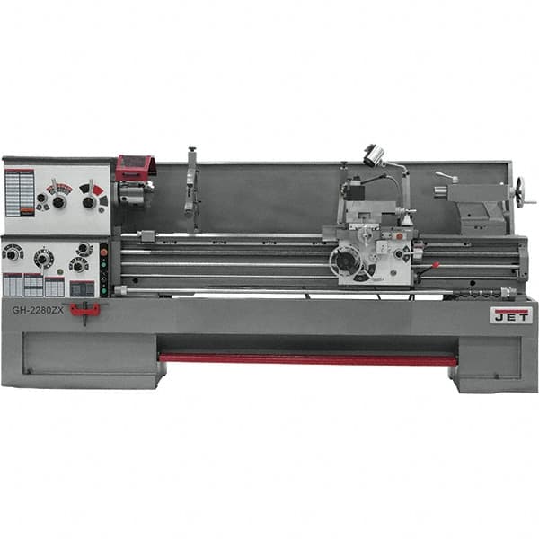 Jet - 22" Swing, 80" Between Centers, 230/460 Volt, Triple Phase Engine Lathe - 7MT Taper, 10 hp, 25 to 1,800 RPM, 3-1/8" Bore Diam, 40" Deep x 48-7/8" High x 136-1/8" Long - A1 Tooling