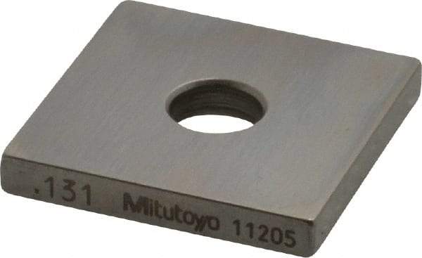 Mitutoyo - 0.131" Square Steel Gage Block - Accuracy Grade 0, Includes Certificate of Inspection - A1 Tooling