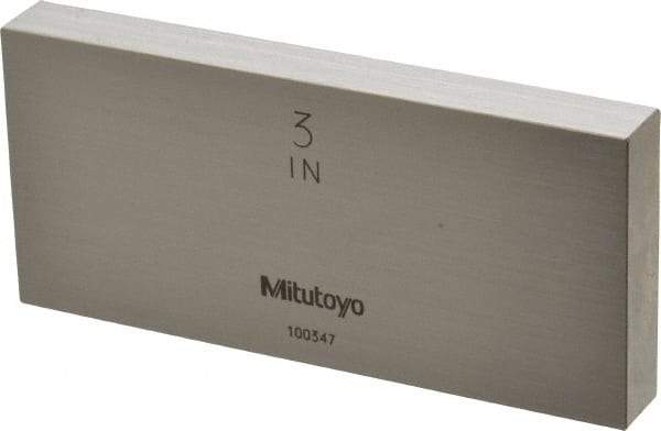 Mitutoyo - 3" Rectangular Steel Gage Block - Accuracy Grade 0, Includes Certificate of Inspection - A1 Tooling