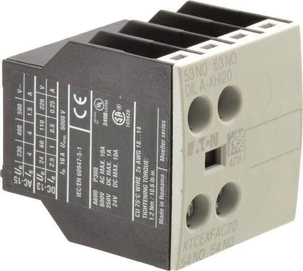 Eaton Cutler-Hammer - 7, 9, 12, 15, 18, 25, 32 Amp, Contactor Front Mount Auxiliary Contact - For Use with XT Contactor and XTRE Control Relay - A1 Tooling