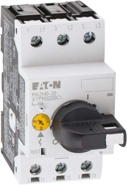 Eaton Cutler-Hammer - 20 Amp, IEC, Open Pushbutton Manual Motor Starter - 45mm Wide x 94mm Deep x 3.6667" High, 15 hp at 600 V & 5 hp at 200 V, CE Approved, CSA Certified, DIN VDE, EN/IEC, UL 508 Type E Compliant & UL Listed - A1 Tooling