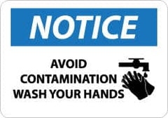 NMC - "Notice - Avoid Contamination - Wash Your Hands", 10" Long x 14" Wide, Aluminum Safety Sign - Rectangle, 0.04" Thick, Use for Restroom, Janitorial & Housekeeping - A1 Tooling