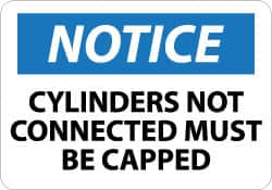 NMC - "Notice - Cylinders Not Connected - Must Be Capped", 10" Long x 14" Wide, Aluminum Safety Sign - Rectangle, 0.04" Thick, Use for Accident Prevention - A1 Tooling