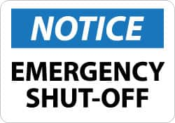 NMC - "Notice - Emergency Shut-Off", 10" Long x 14" Wide, Aluminum Safety Sign - Rectangle, 0.04" Thick, Use for Accident Prevention - A1 Tooling