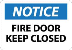 NMC - Notice - Fire Door - Keep Closed, Aluminum Fire and Exit Sign - 14" Wide x 10" High - A1 Tooling