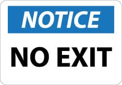 NMC - Notice - No Exit, Aluminum Exit Sign - 14" Wide x 10" High - A1 Tooling