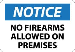 NMC - "Notice - No Firearms Allowed on Premises", 10" Long x 14" Wide, Aluminum Safety Sign - Rectangle, 0.04" Thick, Use for Security & Admittance - A1 Tooling