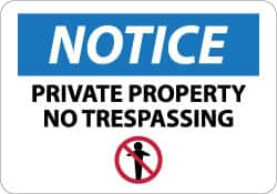 NMC - "Notice - Private Property - No Trespassing", 10" Long x 14" Wide, Aluminum Safety Sign - Rectangle, 0.04" Thick, Use for Security & Admittance - A1 Tooling