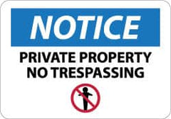 NMC - "Notice - Private Property - No Trespassing", 10" Long x 14" Wide, Aluminum Safety Sign - Rectangle, 0.04" Thick, Use for Security & Admittance - A1 Tooling