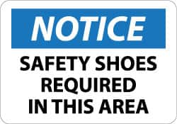 NMC - "Notice - Safety Shoes Required in This Area", 10" Long x 14" Wide, Aluminum Safety Sign - Rectangle, 0.04" Thick, Use for Accident Prevention - A1 Tooling