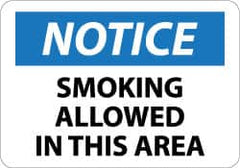 NMC - "Notice - Smoking Allowed in This Area", 10" Long x 14" Wide, Aluminum Safety Sign - Rectangle, 0.04" Thick, Use for Security & Admittance - A1 Tooling