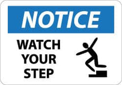 NMC - "Notice - Watch Your Step", 10" Long x 14" Wide, Aluminum Safety Sign - Rectangle, 0.04" Thick, Use for Accident Prevention - A1 Tooling