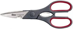 Clauss - 3" LOC, 8-1/4" OAL Titanium Standard Shears - Ambidextrous, 1 Blade Serrated, Plastic Straight Handle, For General Purpose Use - A1 Tooling