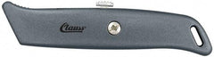 Clauss - Retractable Utility Knife - 2-1/4" Blade, Gray Steel Handle, 1 Blade Included - A1 Tooling