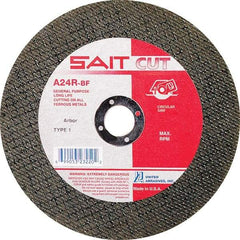 Sait - 7" 24 Grit Aluminum Oxide Cutoff Wheel - 3/32" Thick, 5/8" Arbor, 8,500 Max RPM, Use with Circular Saws - A1 Tooling