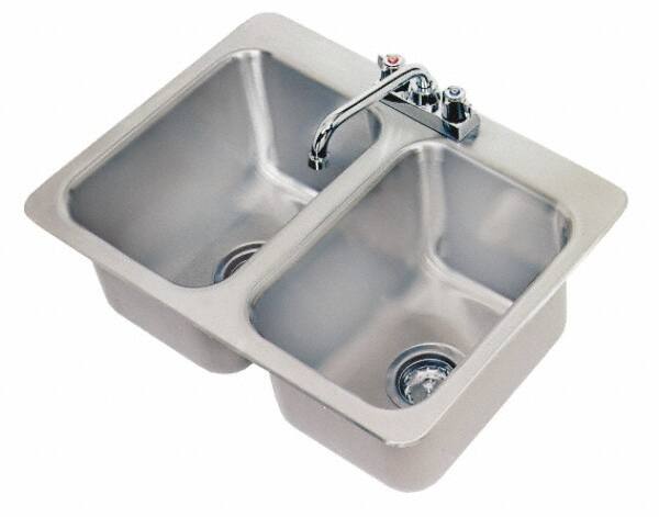 Advance Tabco - 10" Long x 14" Wide Inside, 2 Compartment, Stainless Steel Stainless Steel Drop In Sink - 20 Gauge, 24-7/8" Long x 18-1/2" Wide Outside, 10" Deep - A1 Tooling