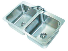 Advance Tabco - 14" Long x 16" Wide Inside, 2 Compartment, Stainless Steel Stainless Steel Drop In Sink - 18 Gauge, 33-1/2" Long x 20-1/2" Wide Outside, 10" Deep - A1 Tooling