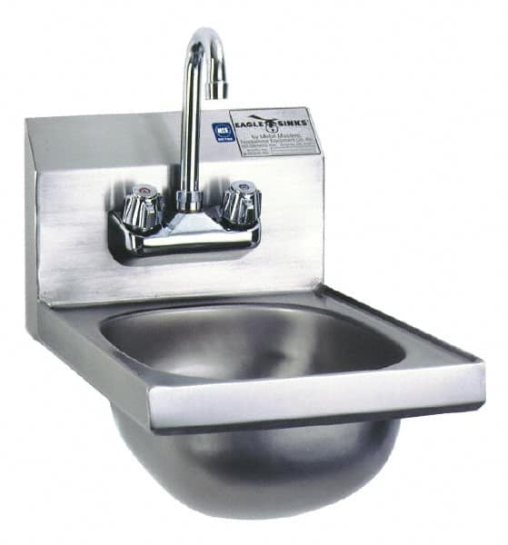 Eagle MHC - 9-3/4" Long x 13-1/2" Wide Inside, 1 Compartment, Stainless Steel Stainless Steel Hand Sink - 20 Gauge, 12" Long x 18" Wide x 14-1/4" High Outside, 6-3/4" Deep - A1 Tooling