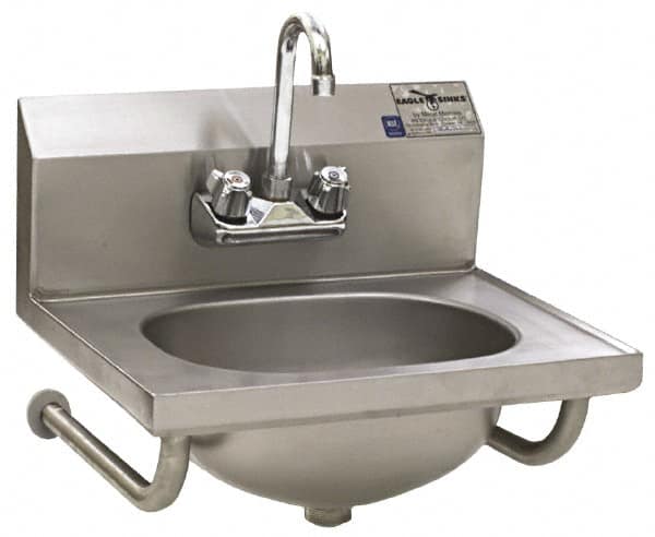 Eagle MHC - 13-1/2" Long x 9-3/4" Wide Inside, 1 Compartment, Stainless Steel Stainless Steel Hand Sink-Tubular Wall Mounted - 20 Gauge, 18-7/8" Long x 14-3/4" Wide x 14-1/4" High Outside, 6-3/4" Deep - A1 Tooling