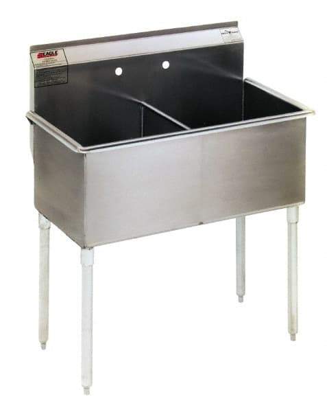 Eagle MHC - 48" Long x 24" Wide Inside, 2 Compartment, Stainless Steel Stainless Steel Scullery Sink - 16 Gauge, 51" Long x 27-1/2" Wide x 42" High Outside, 14" Deep - A1 Tooling