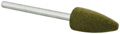 Cratex - 3/8" Max Diam x 3/4" Thick, Shape Code B52, Rubberized Point - Fine Grade, Aluminum Oxide, Mounted - A1 Tooling