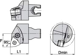 Kennametal - Left Hand Cut, Size KM3225, WN.. Insert Compatiblity, Internal Modular Turning & Profiling Cutting Unit Head - 22mm Ctr to Cutting Edge, 30mm Head Length, Through Coolant, Series Kenlever - A1 Tooling