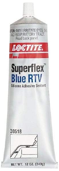 Loctite - 12 oz Tube Blue RTV Silicone Gasket Sealant - 500°F Max Operating Temp, 30 min Tack Free Dry Time, 24 hr Full Cure Time, Series 234 - A1 Tooling