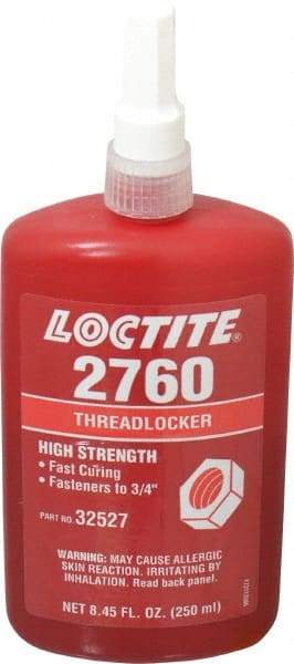 Loctite - 250 mL Bottle, Red, High Strength Liquid Threadlocker - Series 2760, 24 hr Full Cure Time, Hand Tool, Heat Removal - A1 Tooling