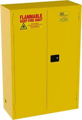 Jamco - 2 Door, 2 Shelf, Yellow Steel Standard Safety Cabinet for Flammable and Combustible Liquids - 65" High x 43" Wide x 18" Deep, Manual Closing Door, 3 Point Key Lock, 45 Gal Capacity - A1 Tooling