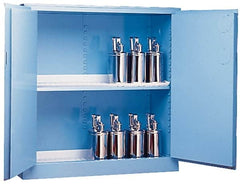 Justrite - 2 Door, 2 Shelf, Blue Steel Standard Safety Cabinet for Corrosive Chemicals - 65" High x 34" Wide x 34" Deep, Manual Closing Door, 3 Point Key Lock, 60 Gal Capacity - A1 Tooling