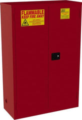 Jamco - 2 Door, 5 Shelf, Red Steel Standard Safety Cabinet for Flammable and Combustible Liquids - 65" High x 43" Wide x 18" Deep, Manual Closing Door, 3 Point Key Lock, 72 Gal Capacity - A1 Tooling