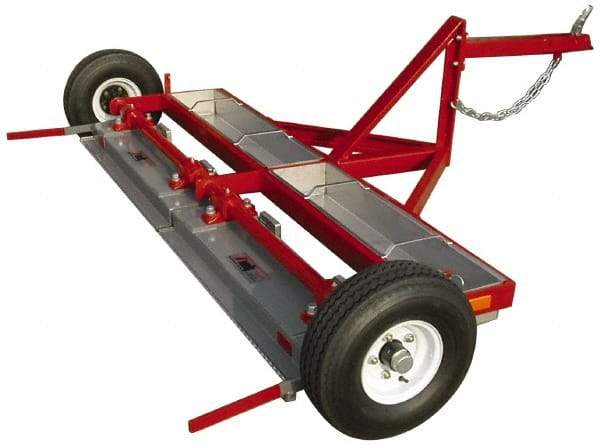 Made in USA - 60" Long Tow-Behind Magnetic Sweeper with Wheels - 12" Wide x 4-1/2" High, 8" Wheel Diam, 2" Clearance - A1 Tooling