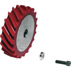 Dynabrade - 4" Diam x 1" Wide Contact Wheel Assembly - 1/4" Arbor Hole, Scoop, 60 Duro Urethane Face - A1 Tooling