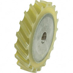 Dynabrade - 4" Diam x 5/8" Wide Contact Wheel - 1/4" Arbor Hole, Scoop, 90 Duro Urethane Face - A1 Tooling