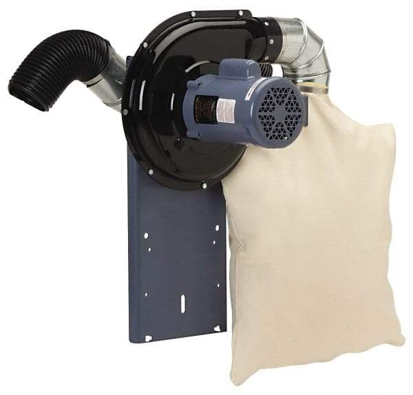 Baldor - 115 Volt Pedestal Mount Dust Collector - 2" Deep x 12" High, 5" Connection Diam, 440 CFM Air Flow - A1 Tooling