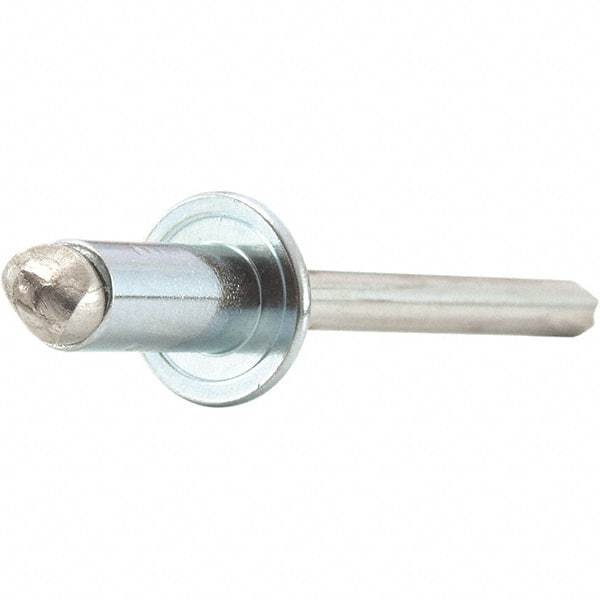 STANLEY Engineered Fastening - Size 4 Dome Head Stainless Steel Open End Blind Rivet - Stainless Steel Mandrel, 0.313" to 3/8" Grip, 1/8" Head Diam, 0.129" to 0.133" Hole Diam, 0.077" Body Diam - A1 Tooling