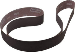 Norton - 2" Wide x 72" OAL, 120 Grit, Aluminum Oxide Abrasive Belt - Aluminum Oxide, Fine, Coated, X Weighted Cloth Backing, Series R228 - A1 Tooling