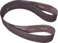 Norton - 2" Wide x 60" OAL, 120 Grit, Aluminum Oxide Abrasive Belt - Aluminum Oxide, Fine, Coated, X Weighted Cloth Backing, Series R228 - A1 Tooling