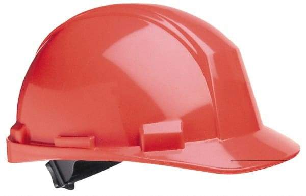 North - ANSI Type II, Class E Rated, 4-Point, Ratchet Adjustment Hard Hat - One Size Fits Most, Orange, Standard Brim - A1 Tooling